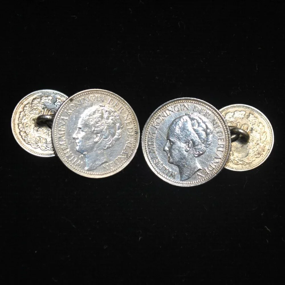 Vintage 1941 Dutch Silver Coin Cufflinks